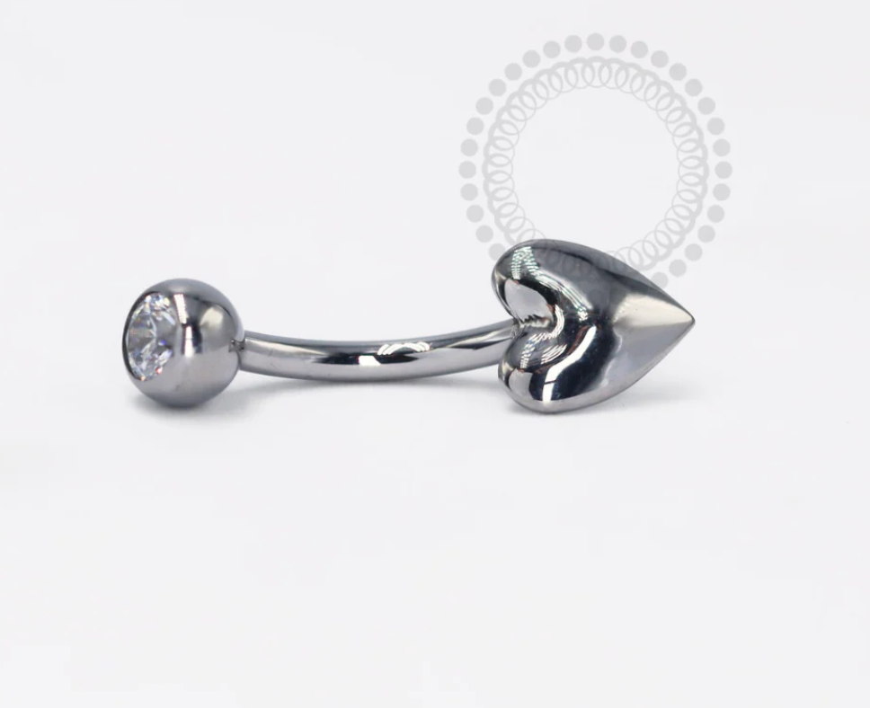 Heart Navel Bar Titanium