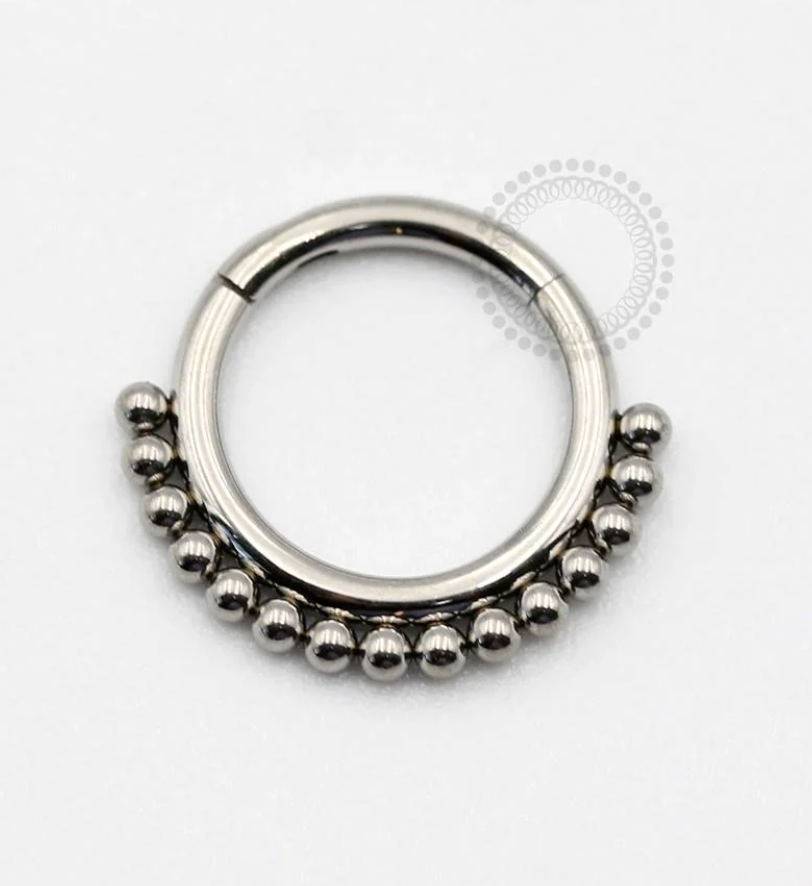 Titanium Beaded Clicker Ring