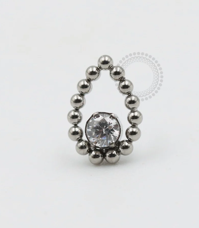 Angel Beaded Pear CZ Titanium End