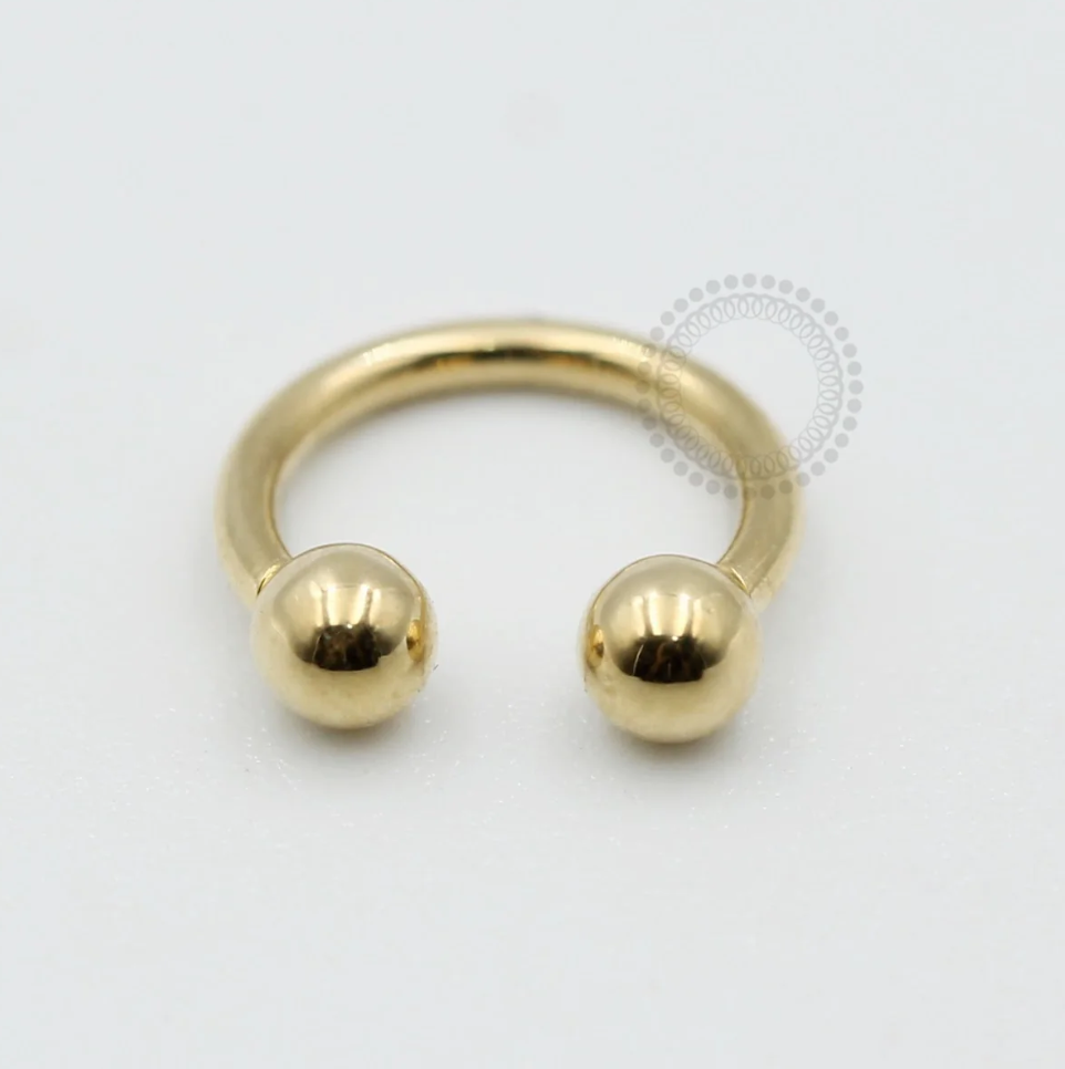 Angel 18k Gold Horseshoe Circular Barbell Ring