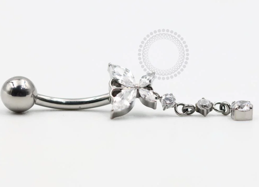 Butterfly CZ Navel Curved Bar