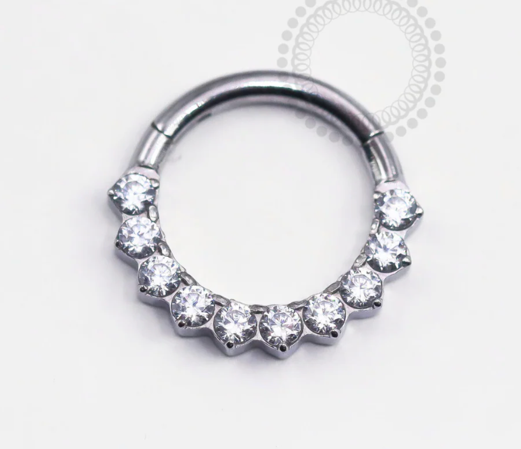Large Gem Titanium Clicker Ring