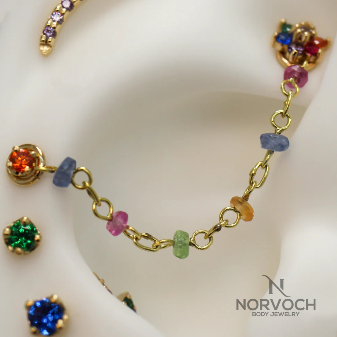 Norvoch Multi Coloured Sapphire gem Chain Attachment
