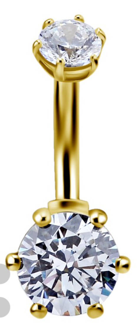 Trust Gold Navel Bar with CZ
