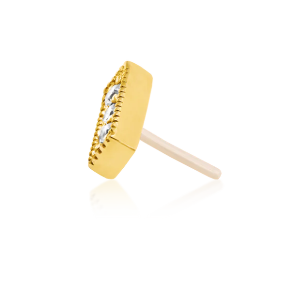 Junipurr 3 Gem Millgrain CZ Bar End