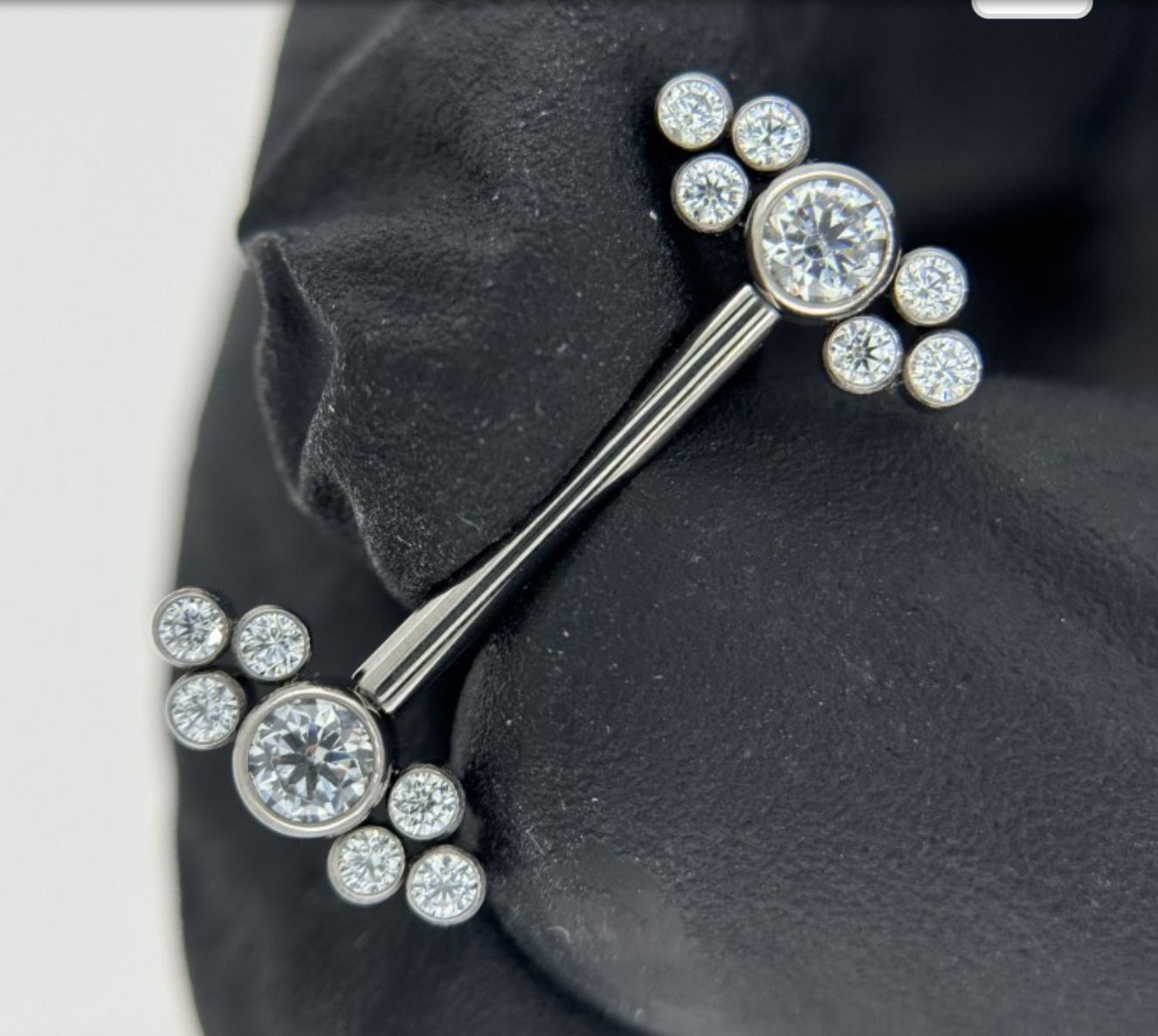 Nipple Barbell with Decorative CZ Gems