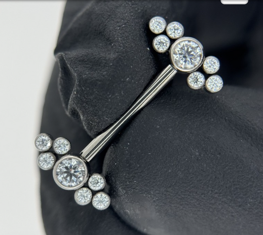 Nipple Barbell with Decorative CZ Gems