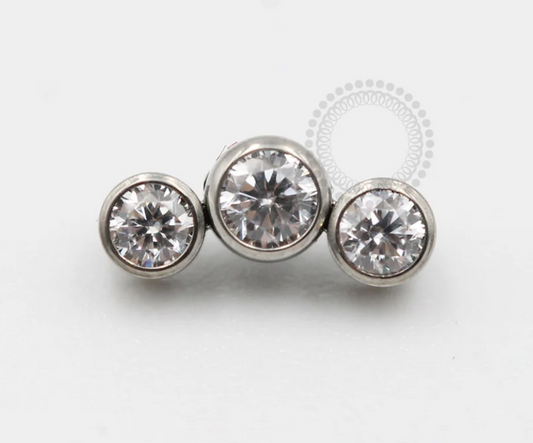 3 Gem Cluster End Titanium