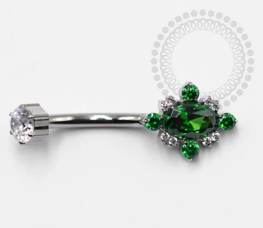 Emerald CZ Titanium Navel Bar