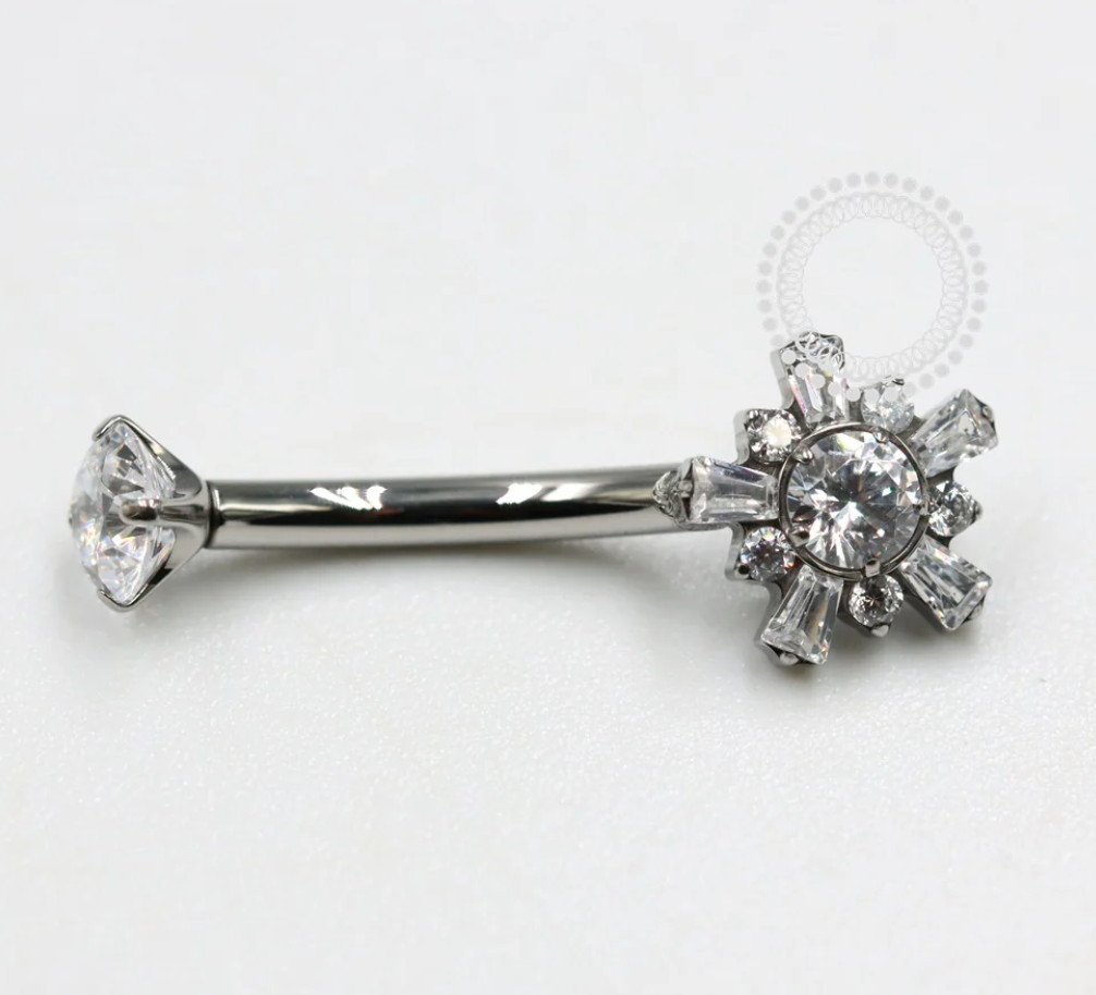 CZ Flower Star Navel Bar