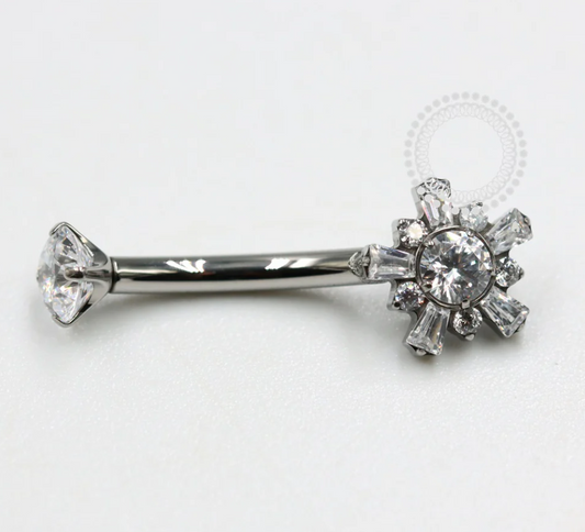 CZ Flower Star Navel Bar