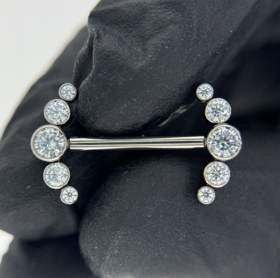 Nipple Barbell with 5 Gem Garlands