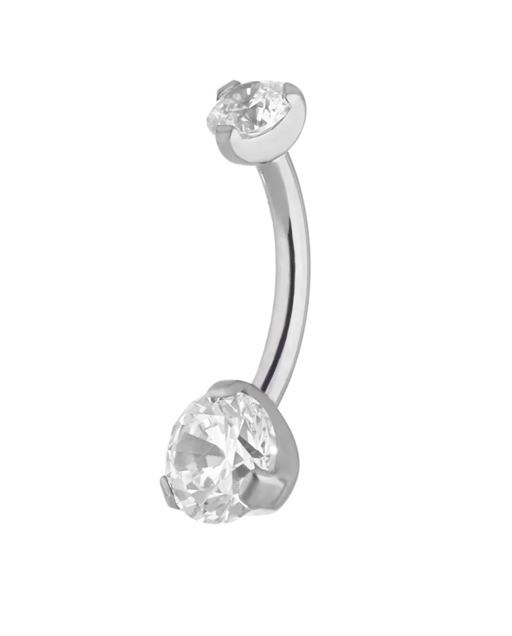 Tremun prongset Sue Round CZ gem Navel Bar