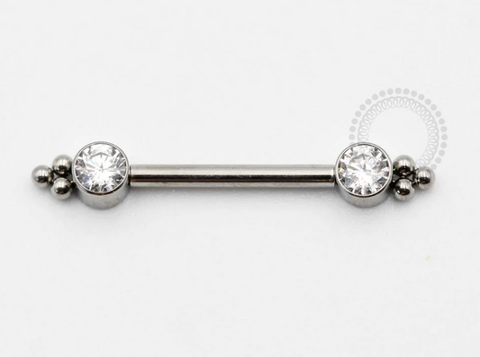 Bezelset Tri bead Nipple Barbell