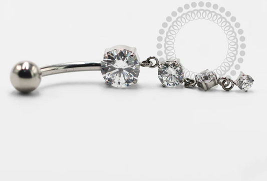 Angel 3 Triple Dangle CZ Navel Bar