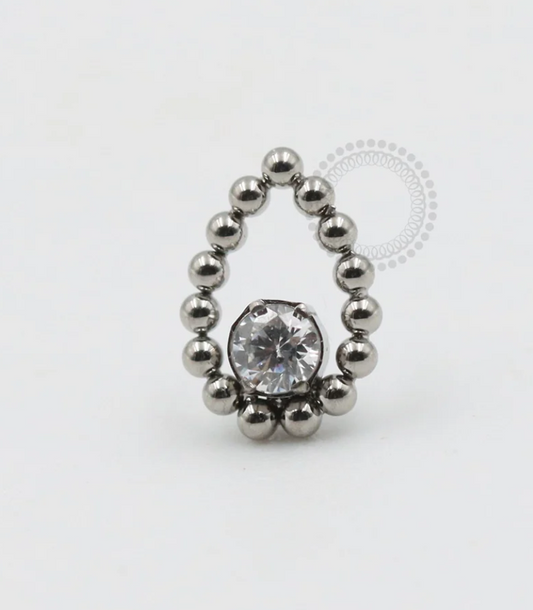 Angel Beaded Pear CZ Titanium End