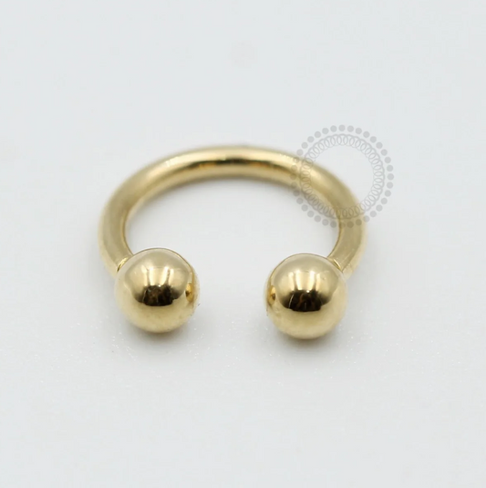 Angel 18k Gold Horseshoe Circular Barbell Ring
