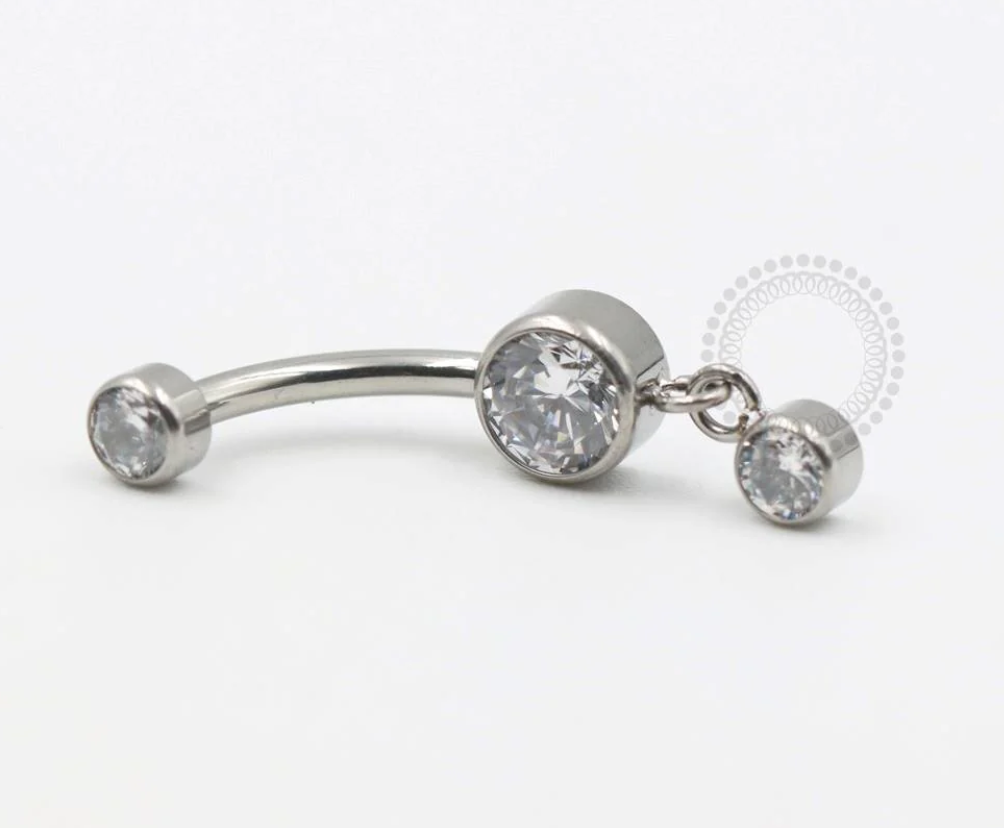 Bezel set Single Dangle Navel Curve