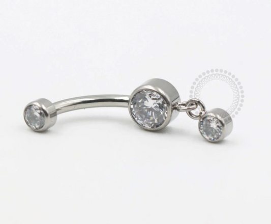 Bezel set Single Dangle Navel Curve