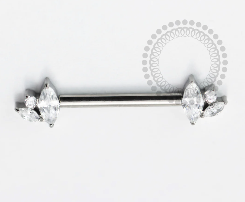 Double Marquise CZ Nipple Barbell