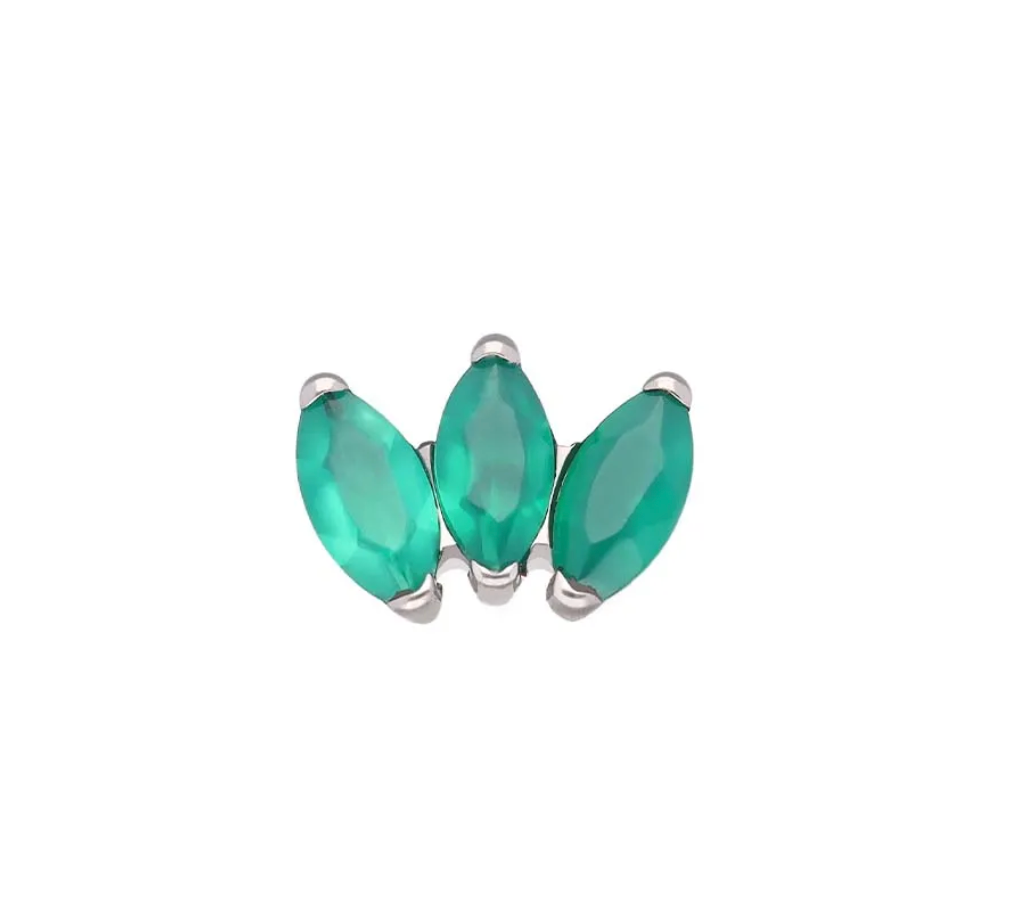 Titanium Marquise Fan Green Onyx