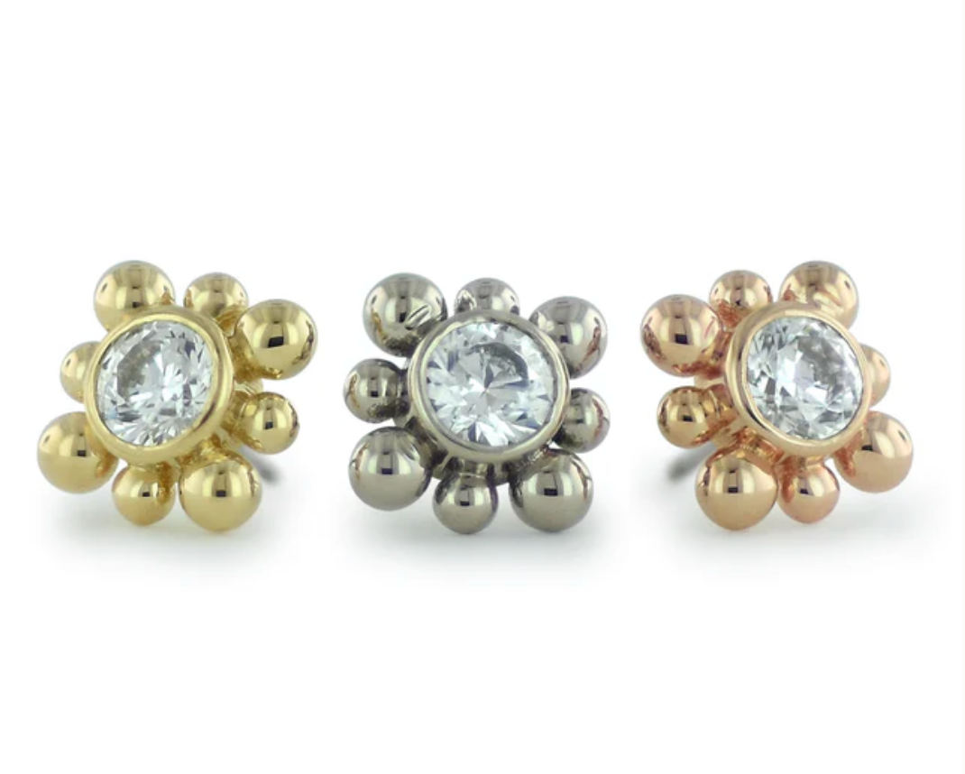 Neometal Gold Areo Beaded Gem End