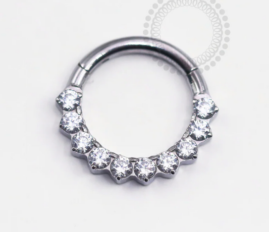 Large Gem Titanium Clicker Ring