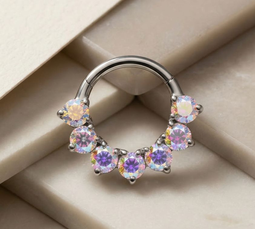 Tremun ´Kara´ Large Gem clicker ring (Nip Or)