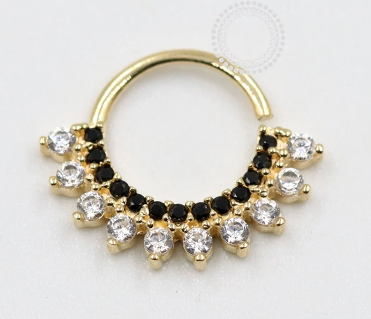 ANGEL 18k Gold Black and White CZ Seamless Ring (Nip Or)