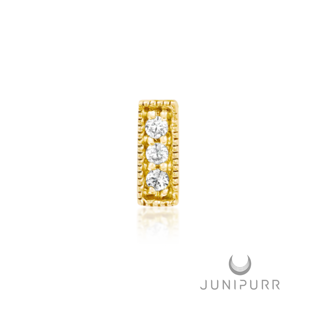 Junipurr 3 Gem Millgrain CZ Bar End