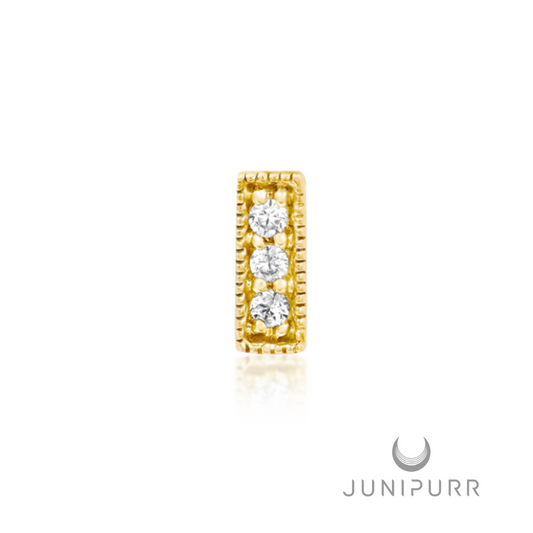 Junipurr 3 Gem Millgrain CZ Bar End
