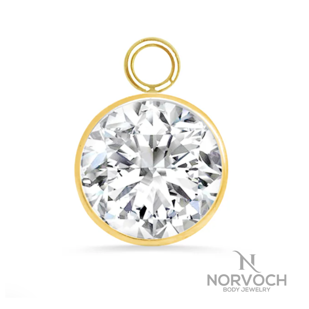 Norvoch Bezelset Charm with Flat Facing Jump Ring