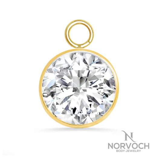 Norvoch Bezelset Charm with Flat Facing Jump Ring